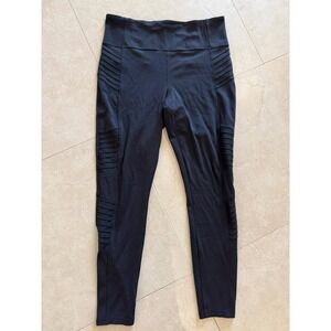 Athleta Delancey Moto Tight Leggings Black Size Large High Rise Zipper Ankle